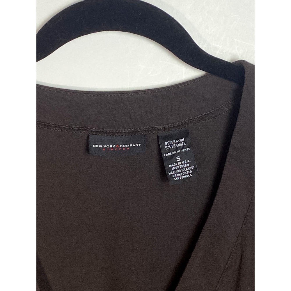 New York & Company Dark Brown Deep V Shirt - Picture 3 of 4